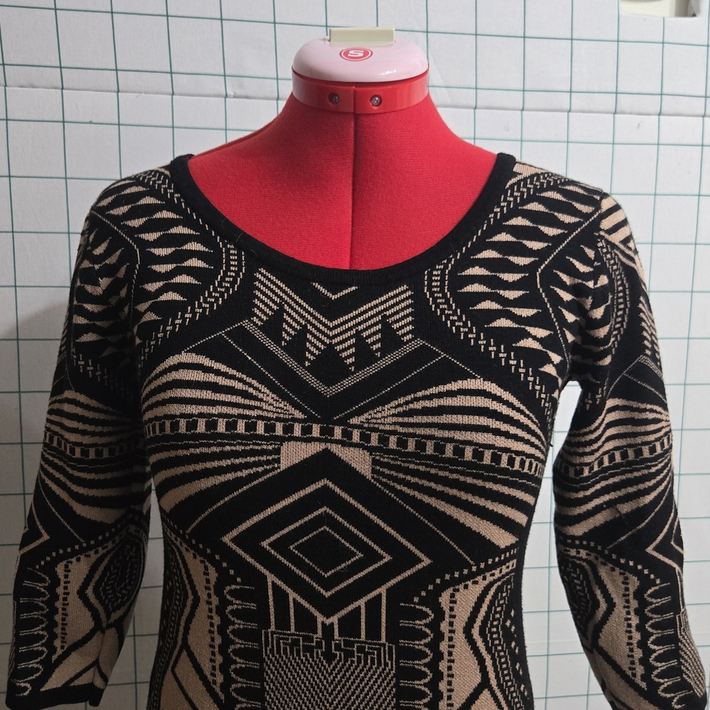 Say What? Black and Tan Knit Top